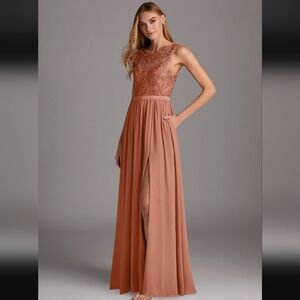Azazie Terracotta Lace Maxi Dress